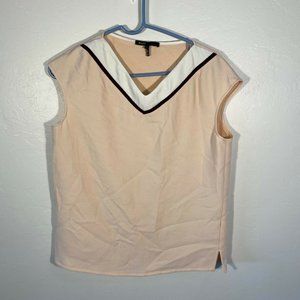 Maje Blush Pink Sleeveless Blouse V-Neck Velvet L